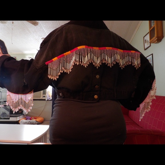 Denim jacket with fringe! - Picture 2 of 2